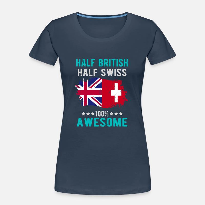 Halb Brite Halb Schweizer Frauen Premium Bio T-Shirt
