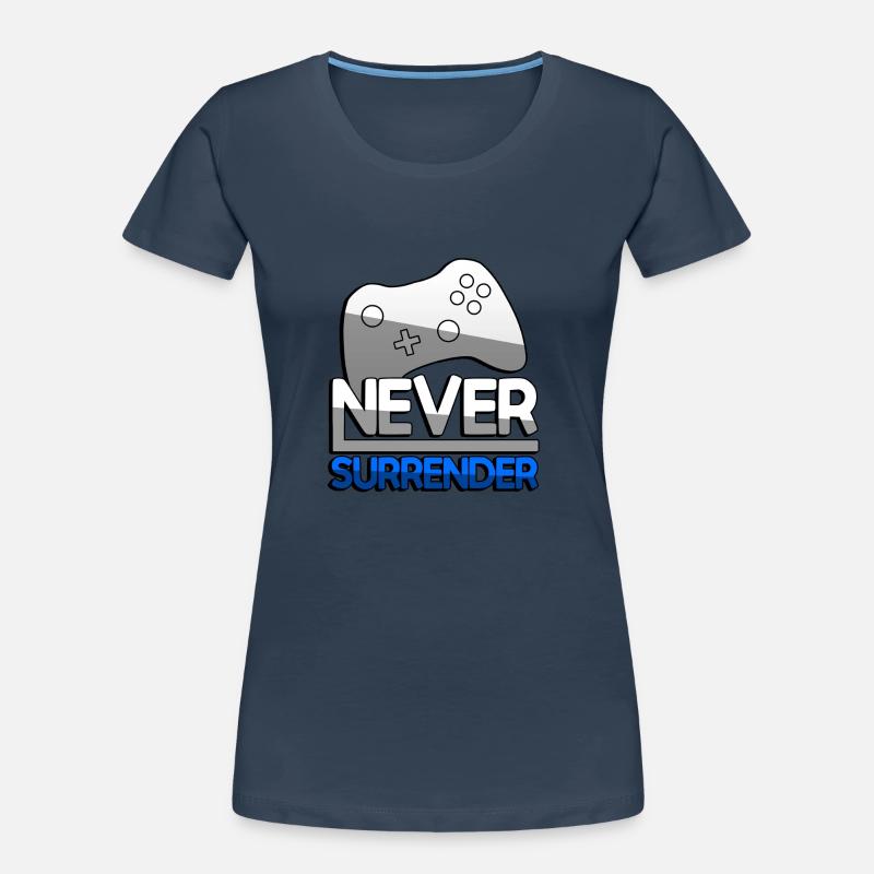 NEVER SURRENDER (Blue) + Controller - Gaming Women's Premium Organic T-Shirt