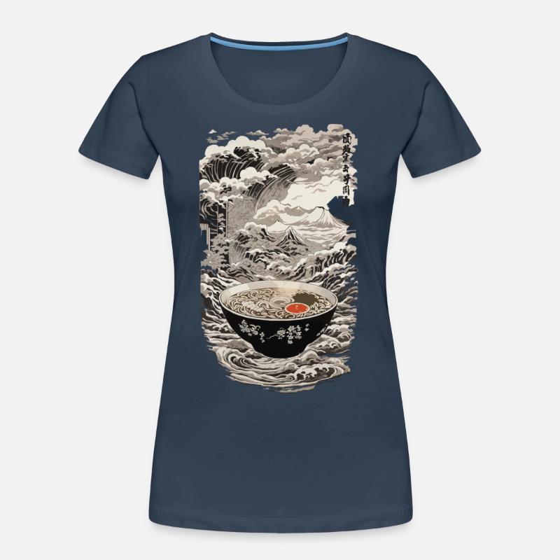 Ramen Ukiyo-E Kanji Retro Ästhetik Kunstwerk Frauen Premium Bio T-Shirt