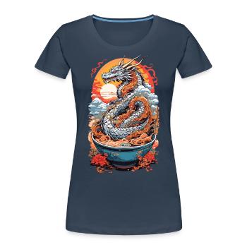 Ramen Drachen Ukiyo-e Otaku Manga Design - Frauen Premium Bio T-Shirt -  - Vorne - Mia (176cm)