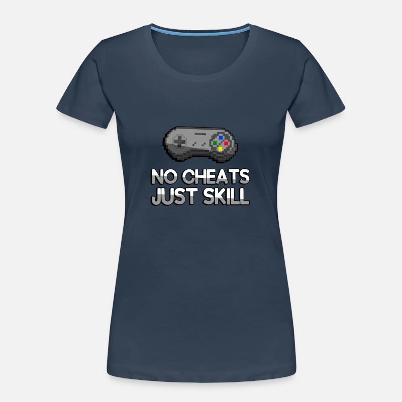 NO CHEATS JUST SKILL + SNES Controller - Gaming Women's Premium Organic T-Shirt