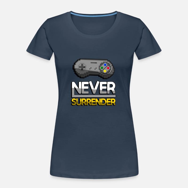 NEVER SURRENDER (Yellow) + SNES Controller - Gaming Women's Premium Organic T-Shirt