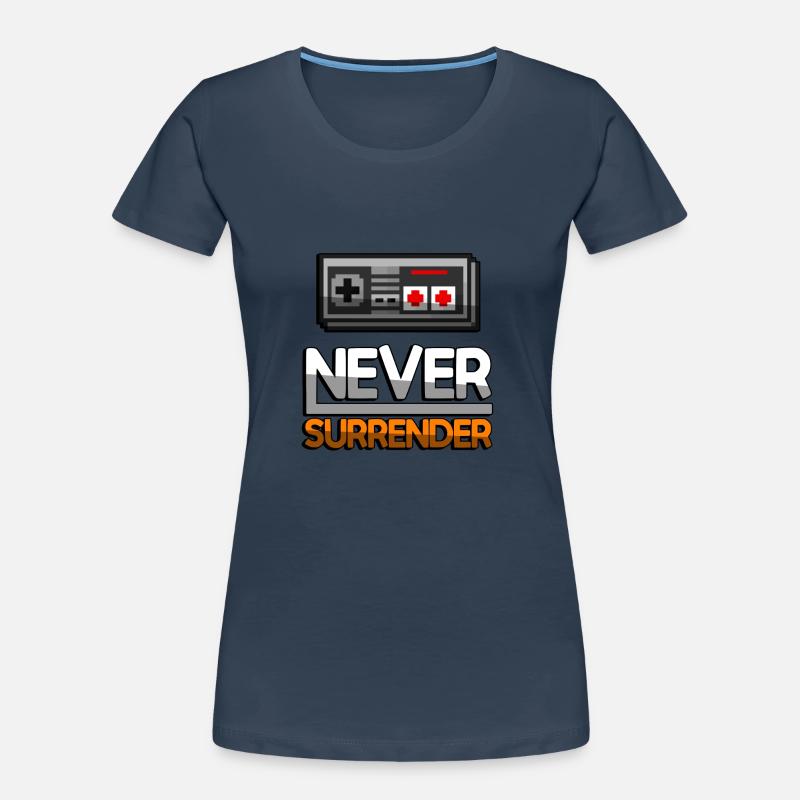 NEVER SURRENDER (Orange) + NES Controller - Gaming Frauen Premium Bio T-Shirt