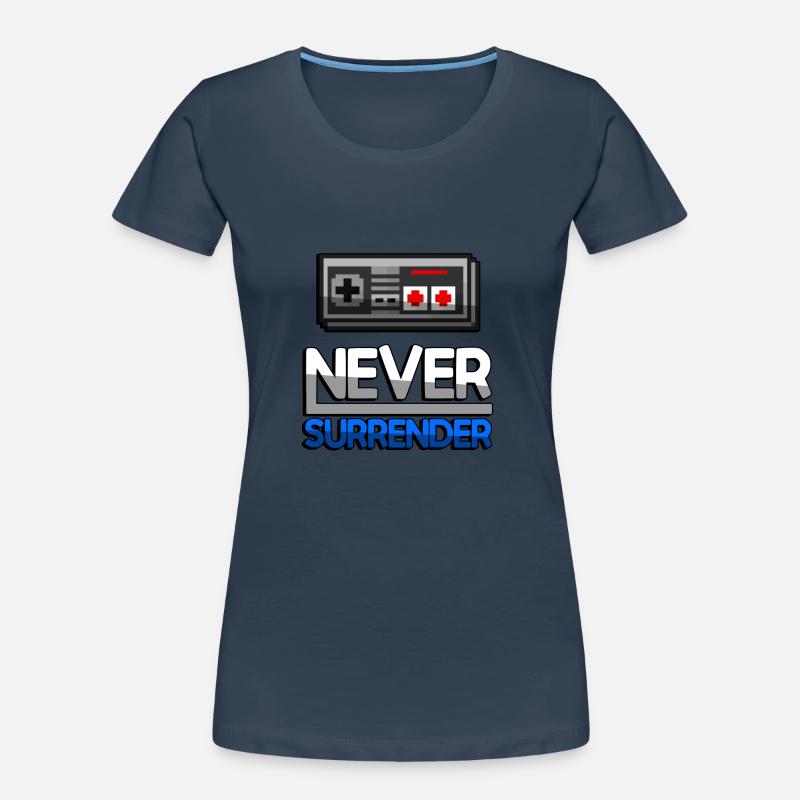 NEVER SURRENDER (Blue) + NES Controller - Gaming Women's Premium Organic T-Shirt