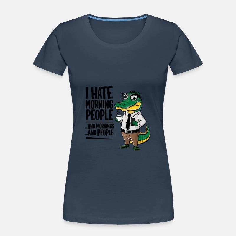 First coffee grumpy crocodile with coffee cup Women's Premium Organic T-Shirt