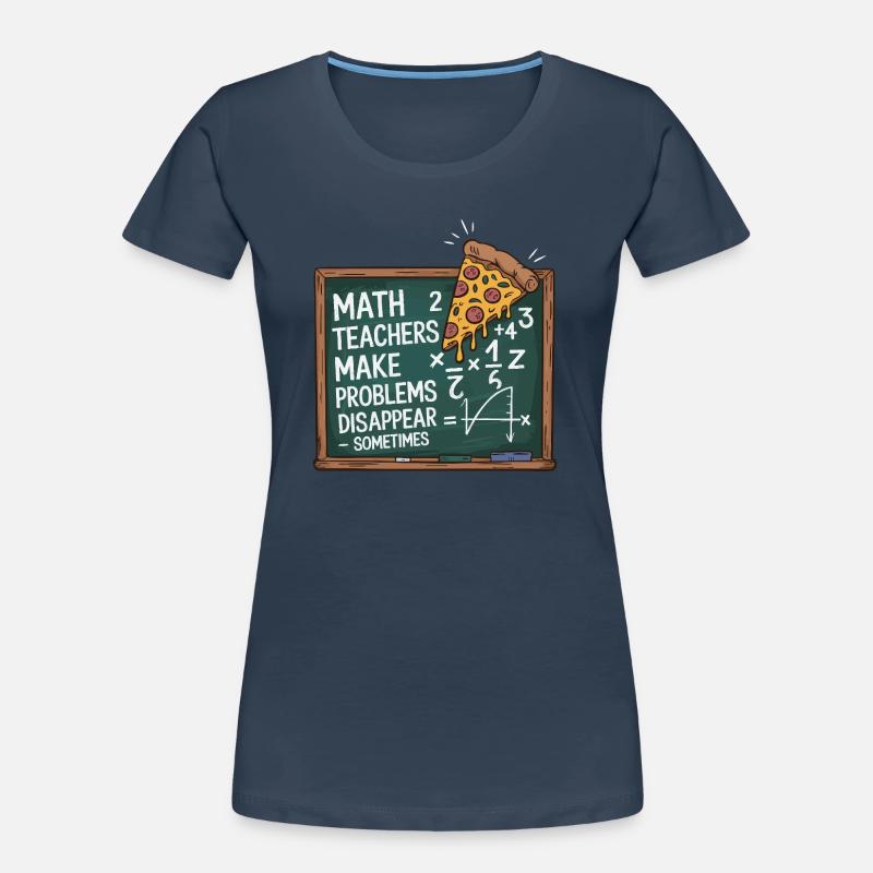 Funny Math Teacher Design Pizza & Problem Solving Women's Premium Organic T-Shirt