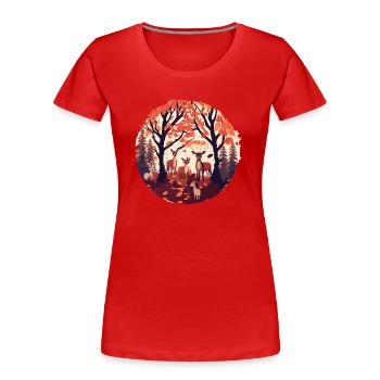 Une famille de cerfs (Collection d’automne #8) - T-shirt bio Premium Femme -  - Devant - Mia (176cm)