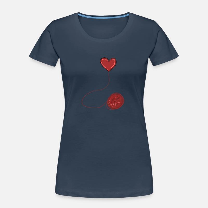 heart red symbol wool thread line Women's Premium Organic T-Shirt