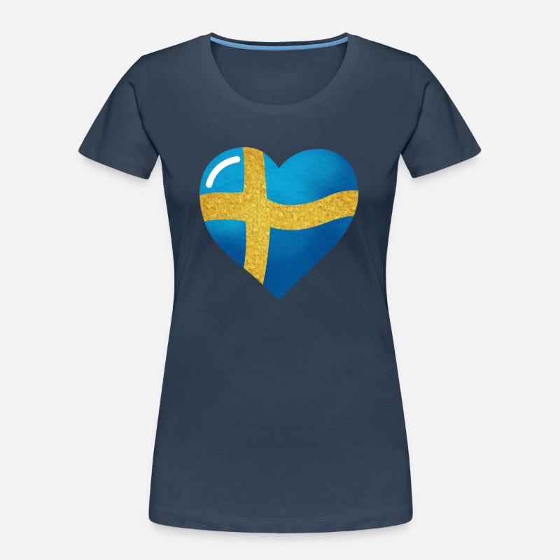 Sveriges flagga, le drapeau de la Suède en forme de T-shirt bio Premium Femme