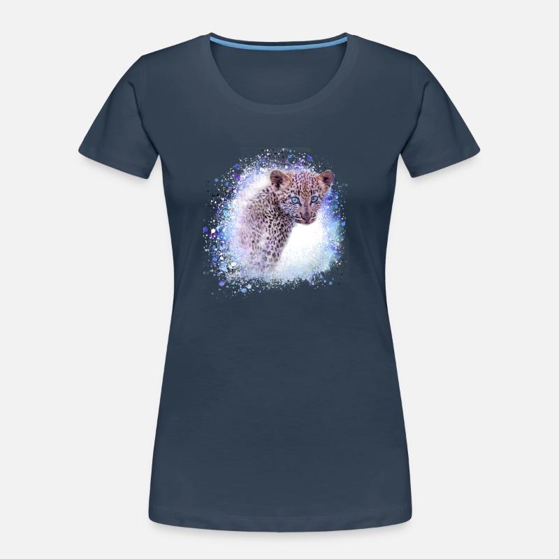 léopard, chat, chat sauvage, graffiti, peinture, bleu T-shirt bio Premium Femme