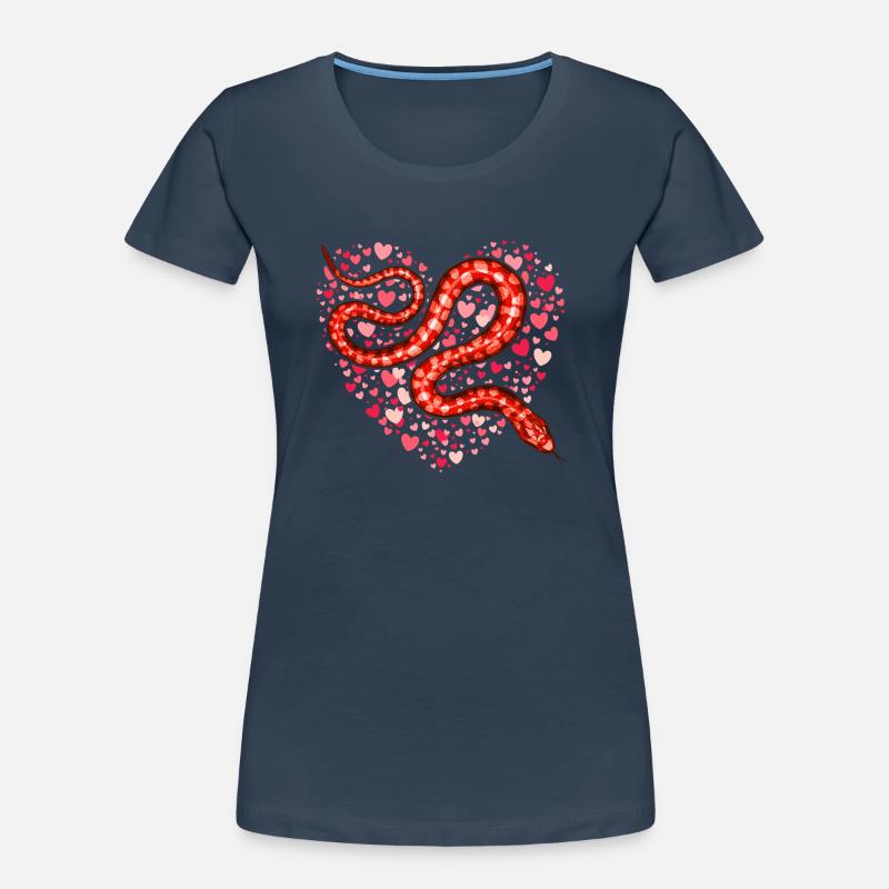 La Saint-Valentin serpent je vole des coeurs Python amoureux T-shirt bio Premium Femme