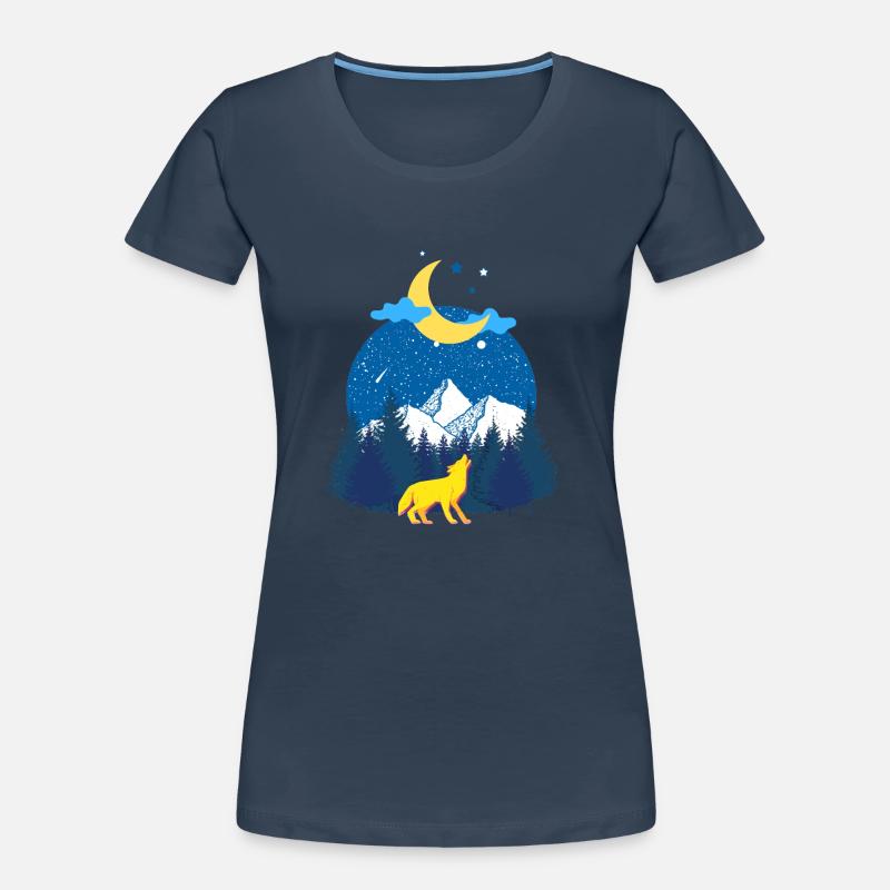 Winterträume! Der Wolf und der Mond Frauen Premium Bio T-Shirt