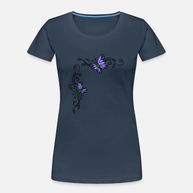 Papillons avec vrilles florales T-shirt bio Premium Femme