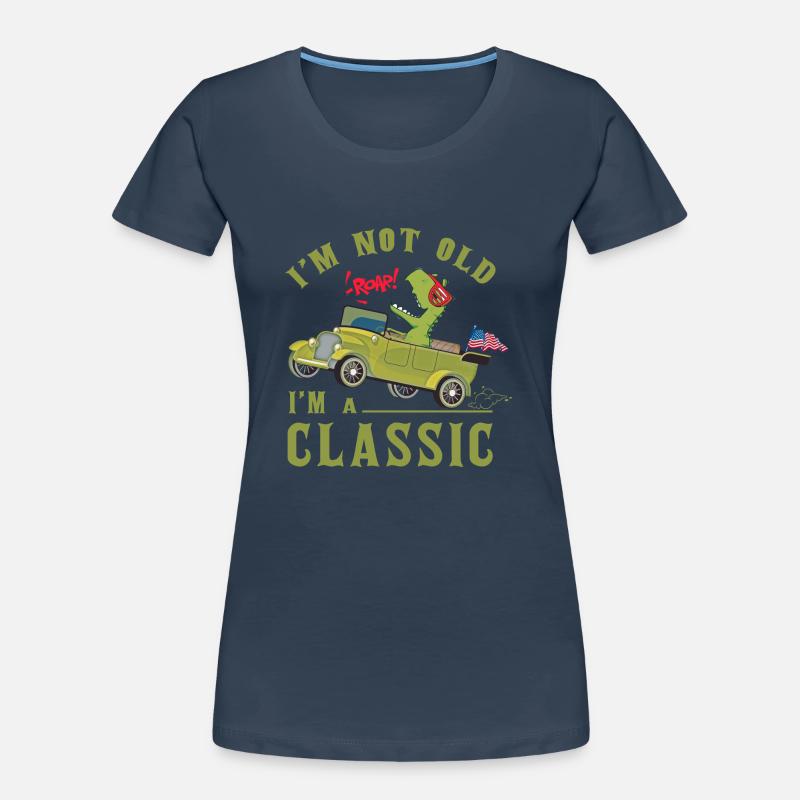 Ich bin nicht alt, ich bin ein klassischer T Rex Dinosaurier Riding ca Frauen Premium Bio T-Shirt