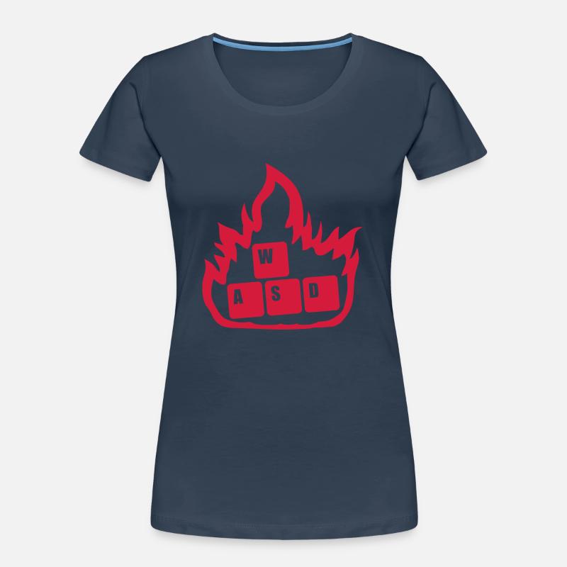 Flammen Nerd Computer WASD Frauen Premium Bio T-Shirt