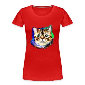 Katzengesicht 3 - Frauen Premium Bio T-Shirt -  - Vorne - Mia (176cm)