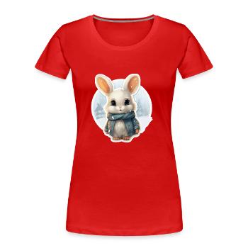 Häschen im Schnee mit Schal und Jacke - Frauen Premium Bio T-Shirt -  - Vorne - Mia (176cm)