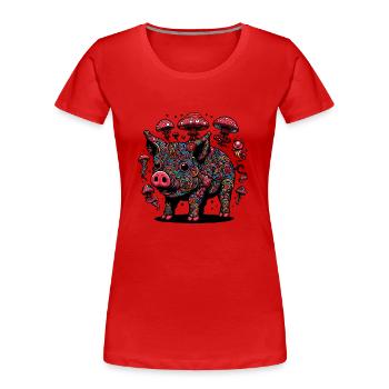 Trippy Polka Dot Pig - Frauen Premium Bio T-Shirt -  - Vorne - Mia (176cm)
