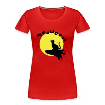 Drôle mignon chat hurlant illustration minimaliste - T-shirt bio Premium Femme -  - Devant - Mia (176cm)