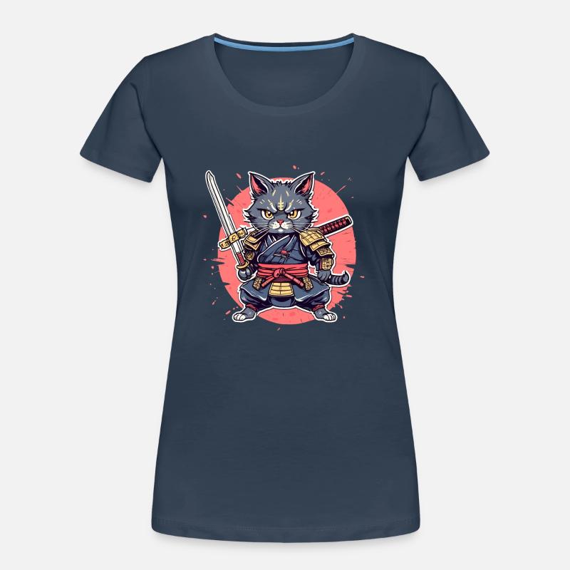 Samurai-Katze #32 Frauen Premium Bio T-Shirt