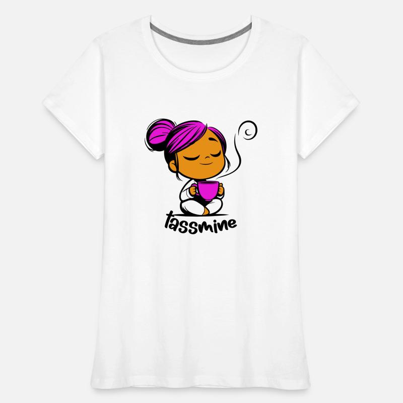 Tassmine enspannt mit einer Tasse Tee oder Kaffee Frauen Premium Bio T-Shirt