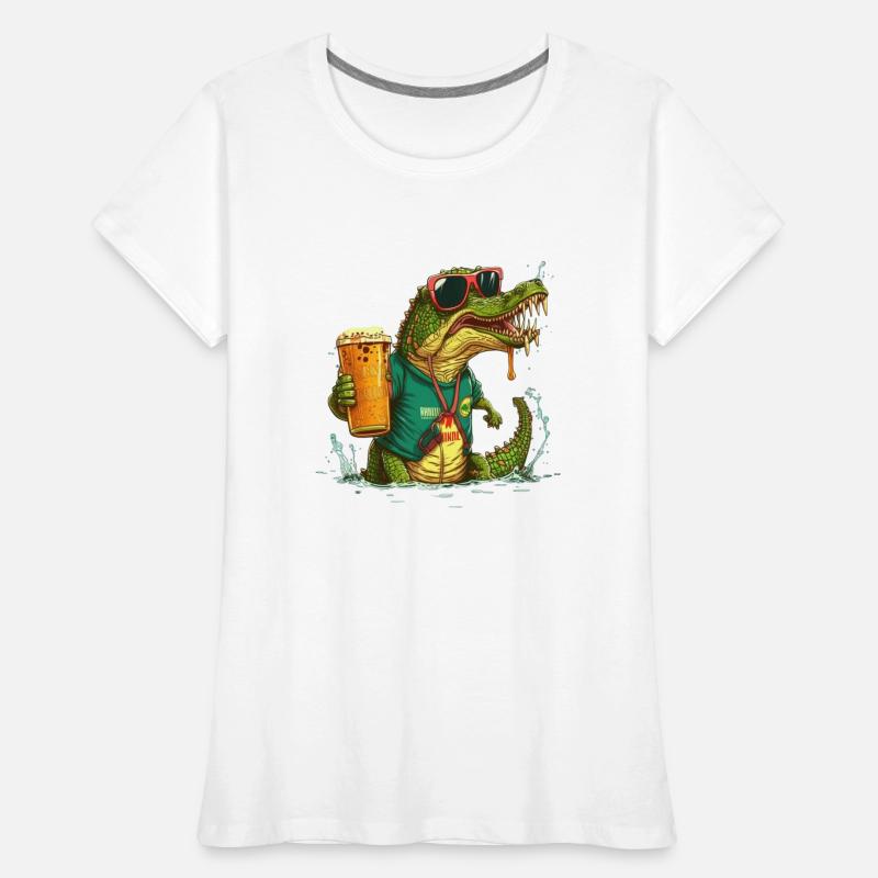 Cooles Krokodil mit Bier Frauen Premium Bio T-Shirt