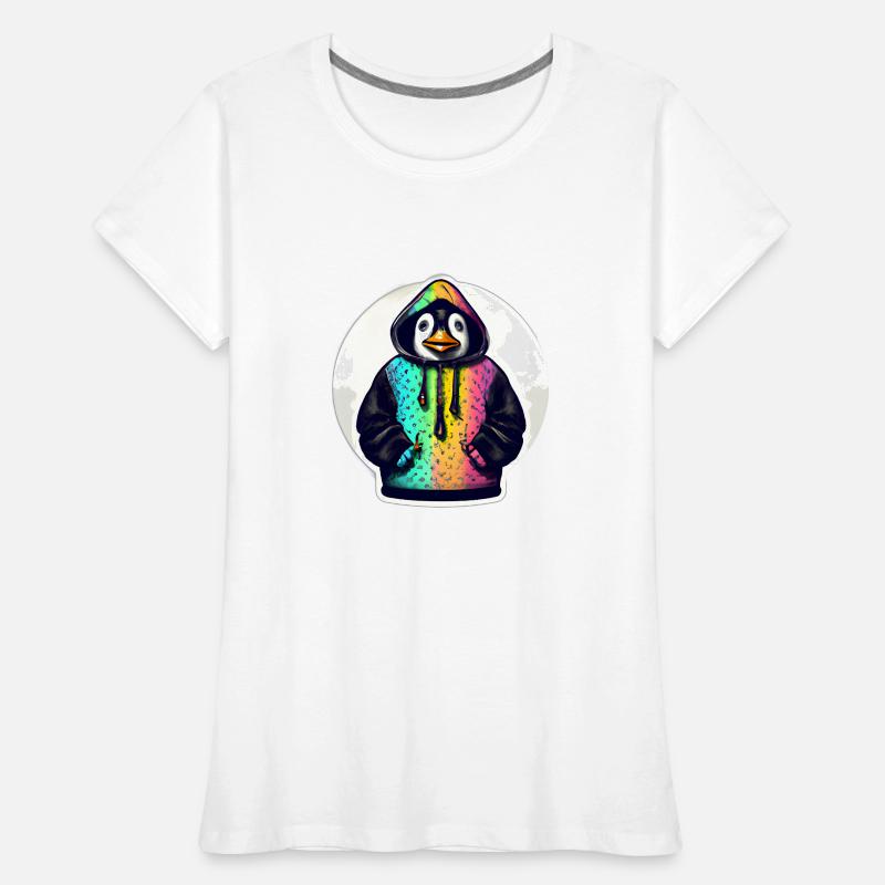Pinguin mit Bunten Pullover Frauen Premium Bio T-Shirt