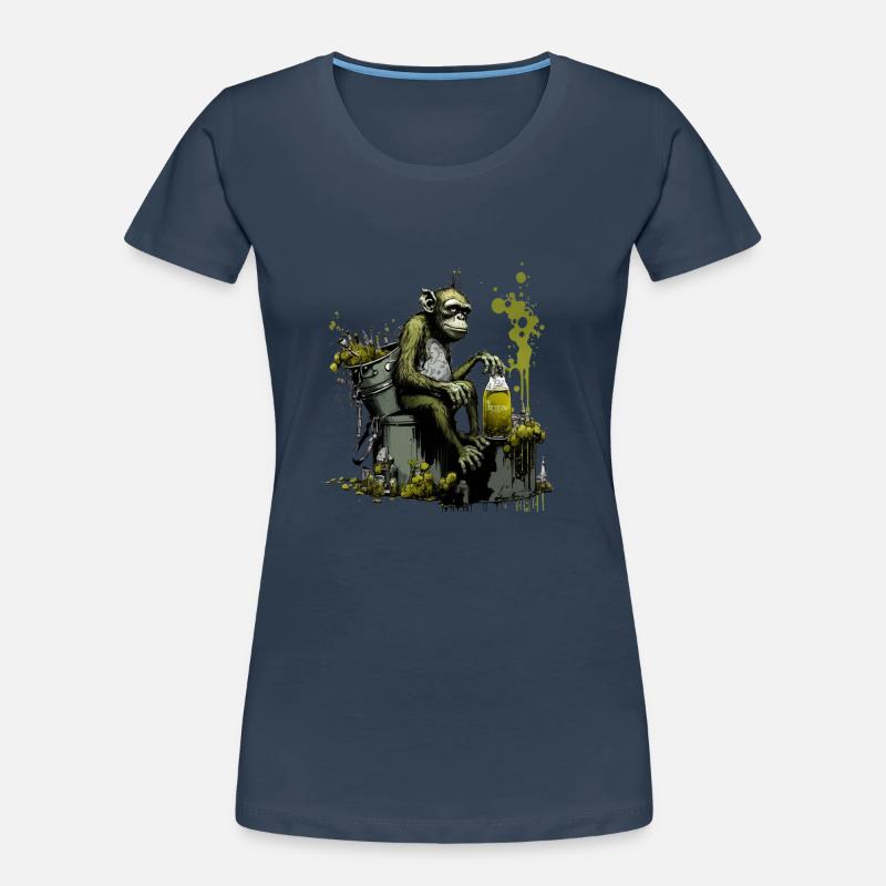 Chimpanzés devant la bouilloire de brassage, front spécial T-shirt bio Premium Femme
