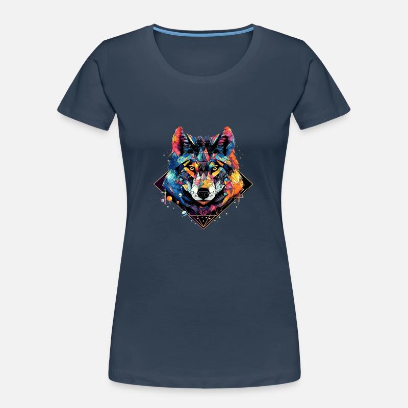 Neon - Wolf - Crystal Polygon - pos Frauen Premium Bio T-Shirt