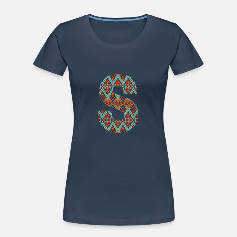 Buchstabe S- Boho-Design, Buntes Monogramm Frauen Premium Bio T-Shirt
