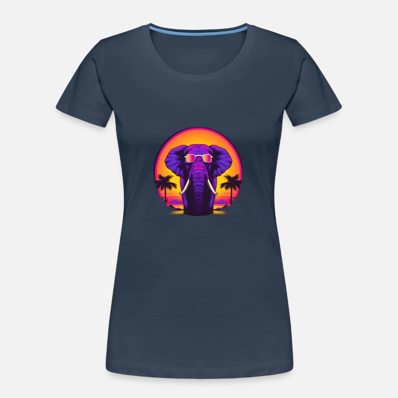 Synthwave Elephant African Sunset Frauen Premium Bio T-Shirt