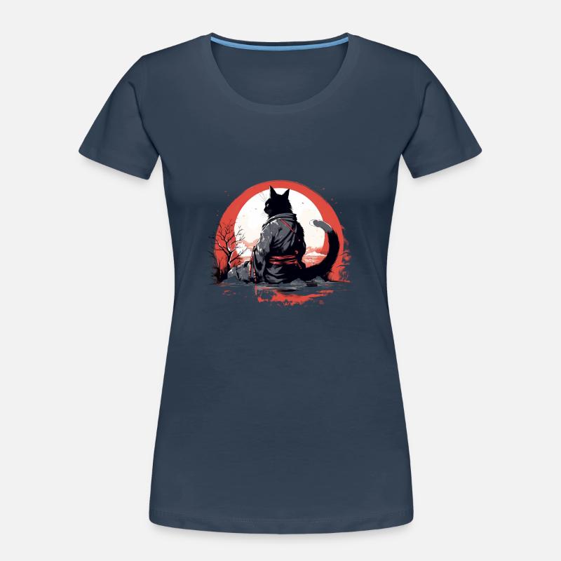 Samurai-Katze Frauen Premium Bio T-Shirt
