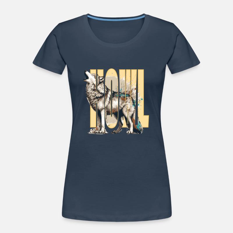 Heulender Wolf Frauen Premium Bio T-Shirt