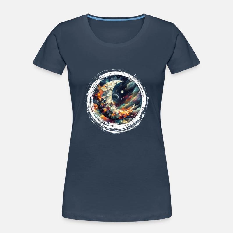 Moon Vector Triangles Space Nebula Women's Premium Organic T-Shirt