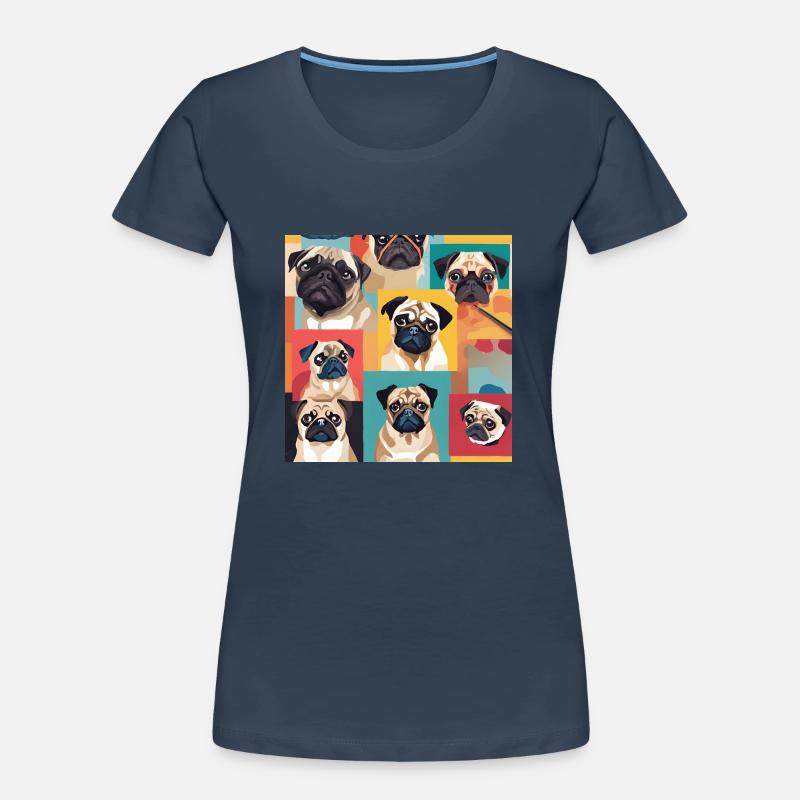 Mops Collage Frauen Premium Bio T-Shirt