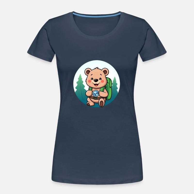 Cozy Bear Exploring Forest Path Women's Premium Organic T-Shirt