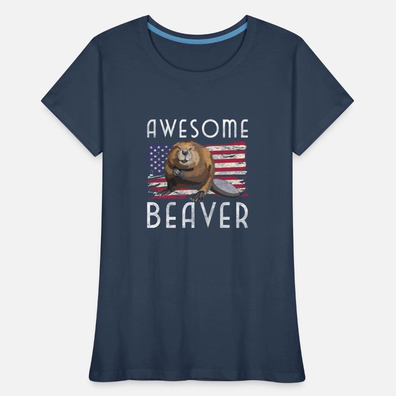 Barrage de castor Animal Queue de castor T-shirt bio Premium Femme