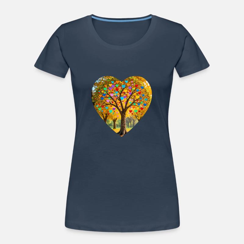 Baum mit Herzblättern Frauen Premium Bio T-Shirt