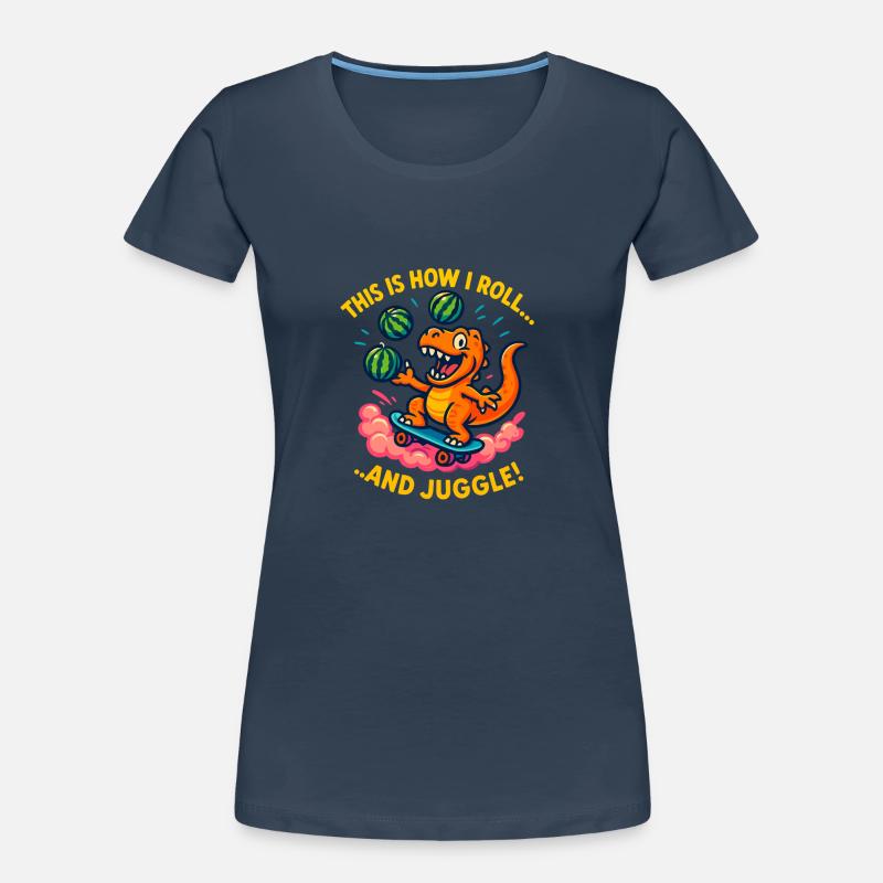Planche à roulettes Dinosaure Jonglage Pastèques T-shirt bio Premium Femme