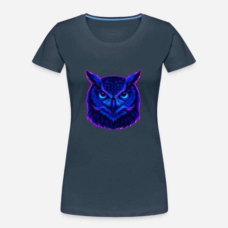 Neonblaue Eule mit intensivem Blick Frauen Premium Bio T-Shirt