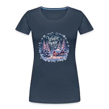 Winter Magic is in the Air – Winterlandschaft - Frauen Premium Bio T-Shirt - Navy - Vorne - Mia (176cm)
