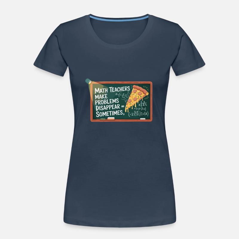 Funny Math Teacher Design Pizza & Problem Solving Women's Premium Organic T-Shirt