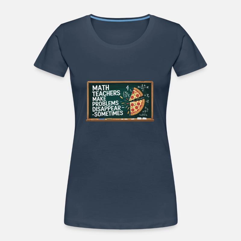 Funny Math Teacher Design Pizza & Problem Solving Women's Premium Organic T-Shirt