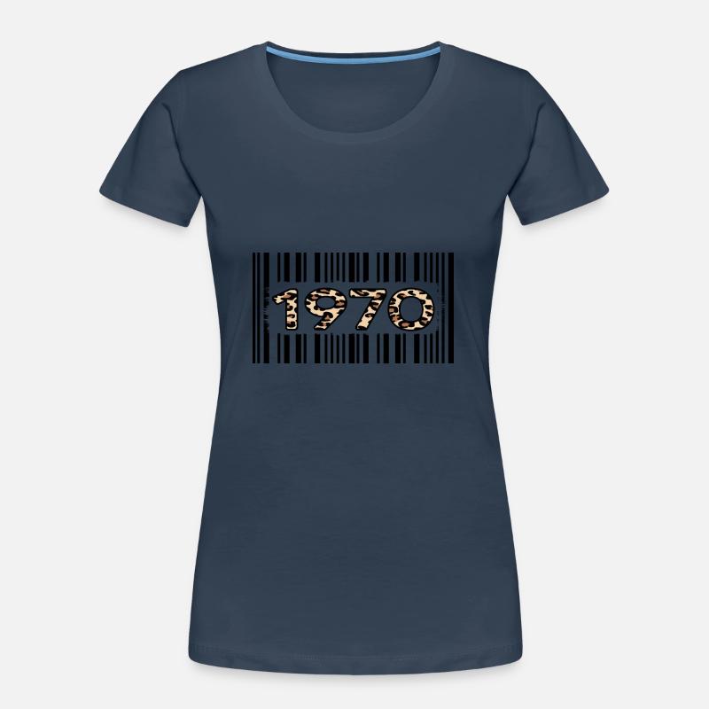1970 birthday 52 years barcode leopard pattern Women's Premium Organic T-Shirt