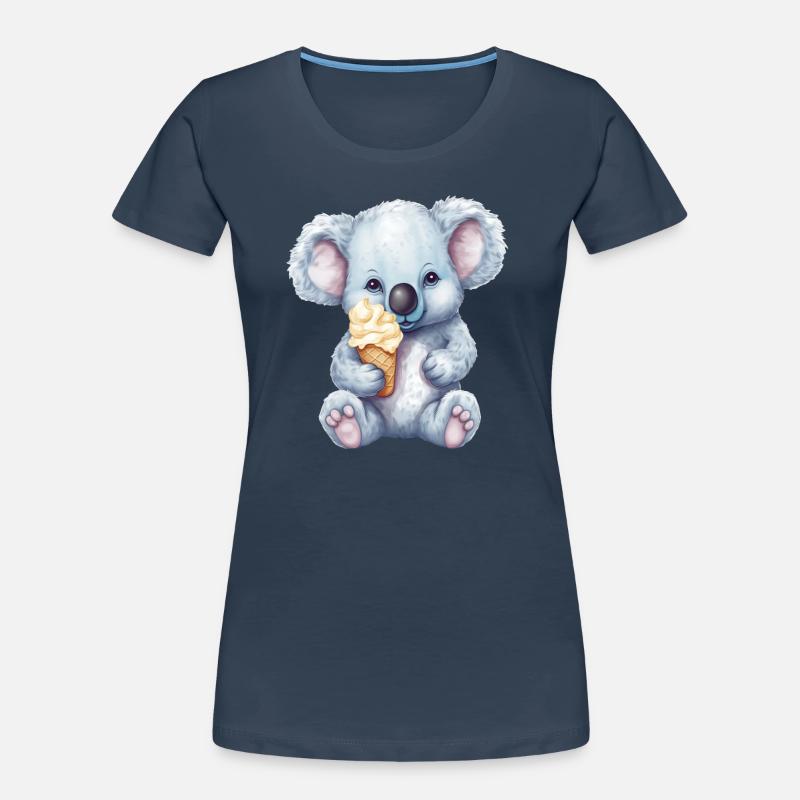 Joli koala comique avec crème glacée molle à la vanille T-shirt bio Premium Femme