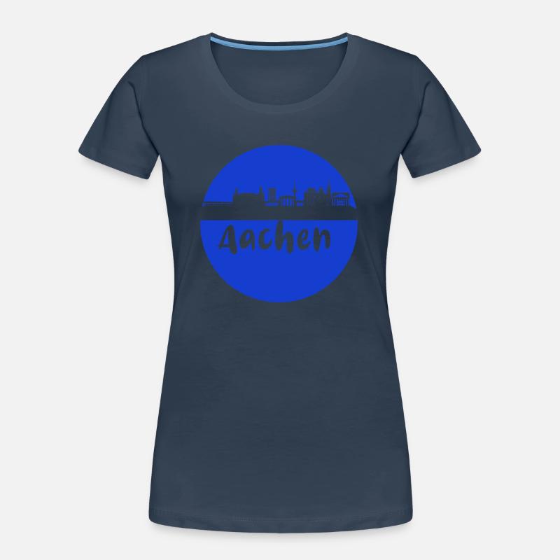 scherenschnitt,aachen,blau,stadt,skyline Frauen Premium Bio T-Shirt