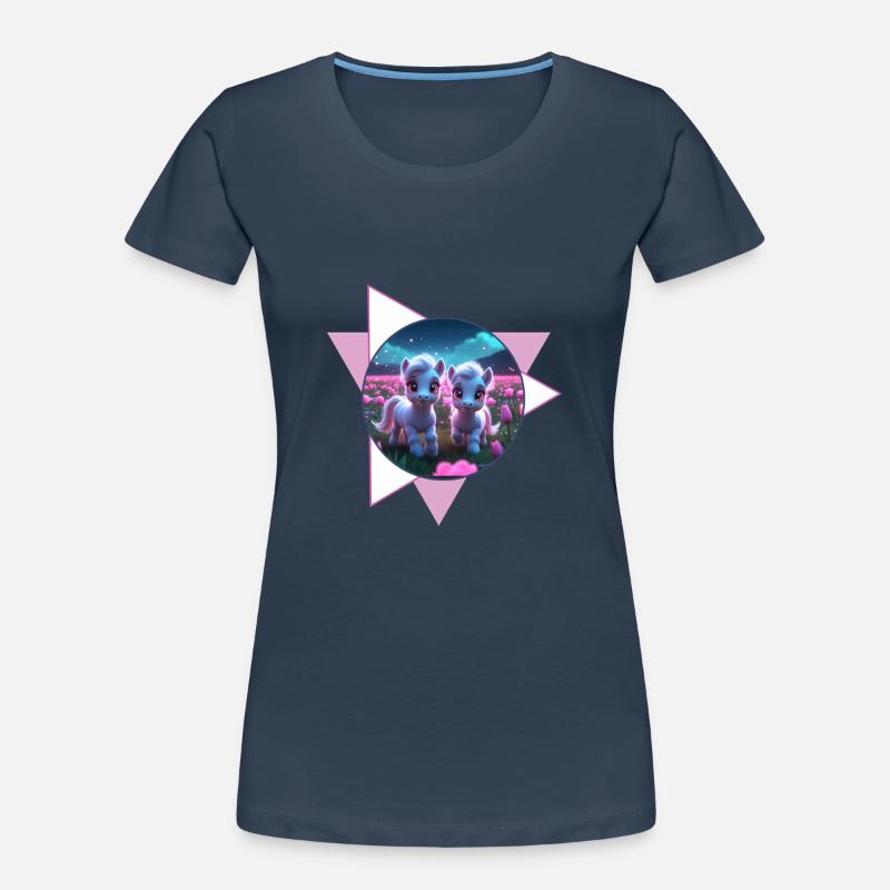 Deux poneys mignons T-shirt bio Premium Femme
