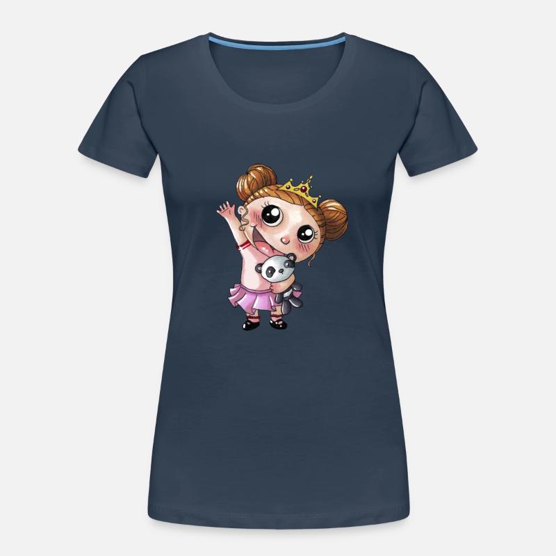 Winkendes Comic Mädchen mit Panda Frauen Premium Bio T-Shirt