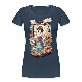 Manga Style Sushi Anime Food Culture Kanji Personnages - T-shirt bio Premium Femme -  - Devant - Mia (176cm)