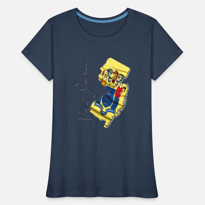 New Jersey (USA) | echte Flagge | Flag Map Script Frauen Premium Bio T-Shirt